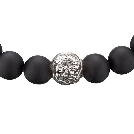 SAVE BRAVE STEEL BLACK ONYX DRAGON BRACELET