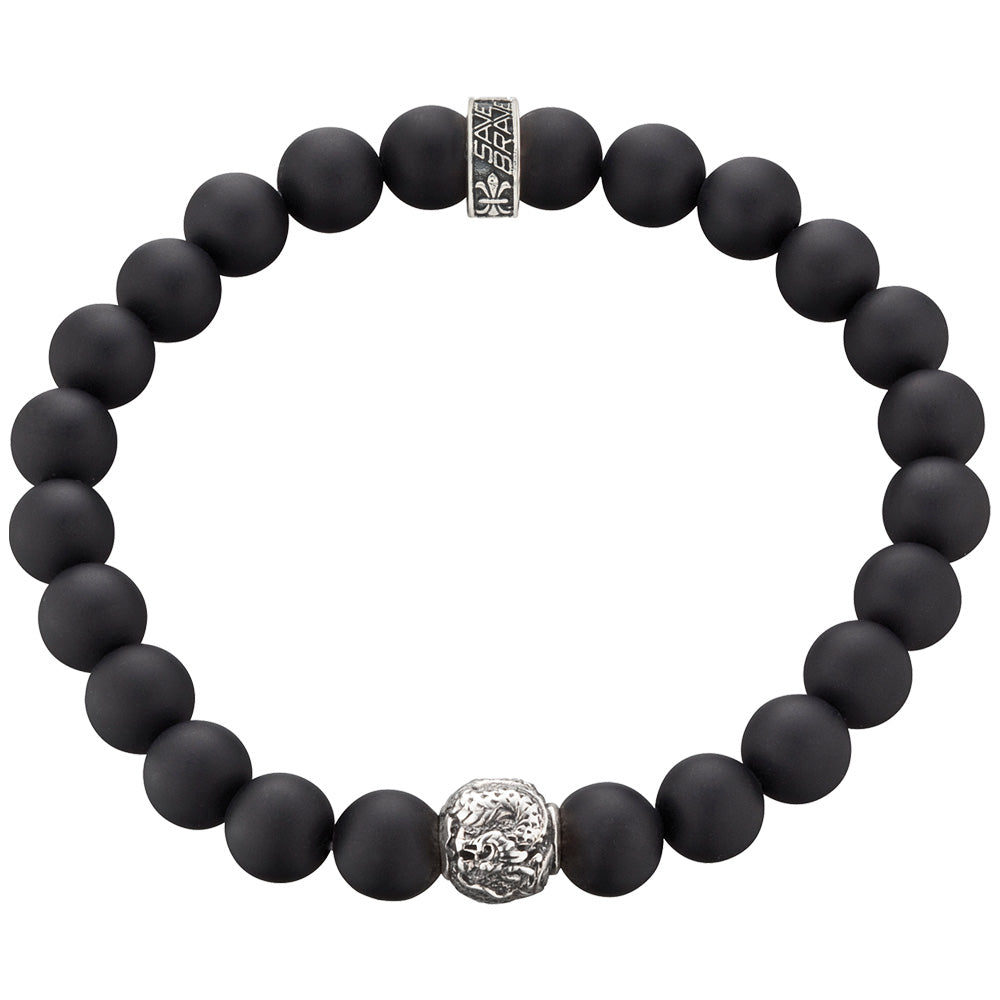SAVE BRAVE STEEL BLACK ONYX DRAGON BRACELET