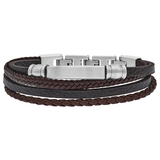 SAVE BRAVE FELIX BROWN LEATHER ID BRACELET