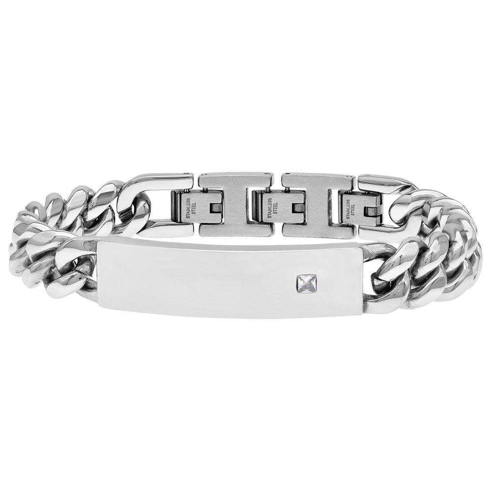 SAVE BRAVE FLORIAN CZ ID STAINLESS STEEL BRACELET