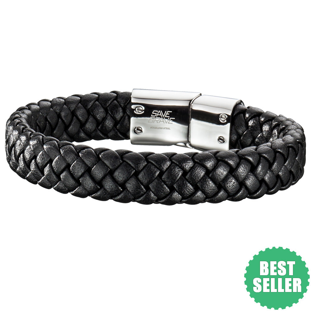 SAVE BRAVE HARRY BLACK LEATHER BRACELET