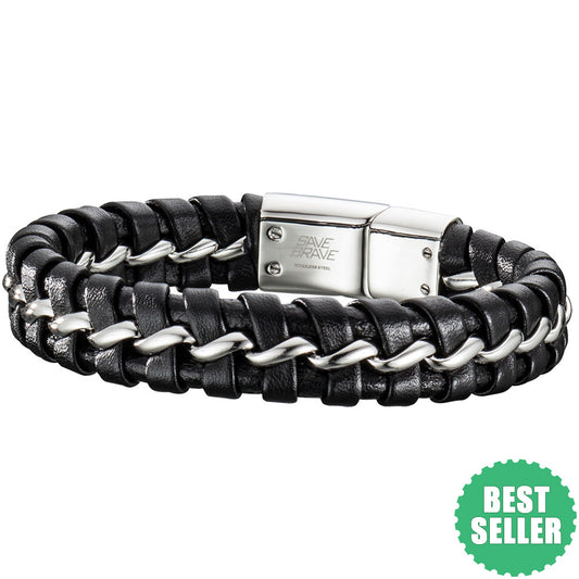 SAVE BRAVE LIMA BLACK LEATHER BRACELET