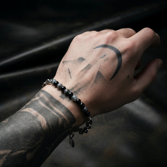 SAVE BRAVE ONYX AGATE 6MM LINK CHAIN BRACELET