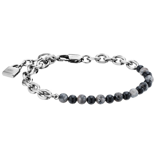 SAVE BRAVE ONYX AGATE 6MM LINK CHAIN BRACELET