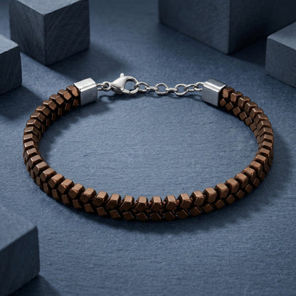 SAVE BRAVE PEYOTE BINARY BROWN HEMATITE BRACELET