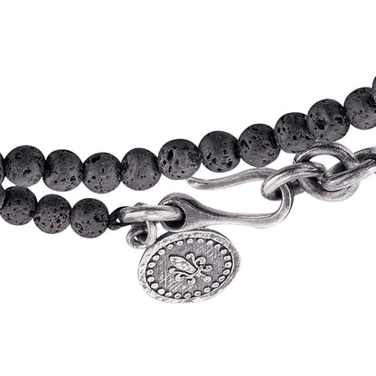 SAVE BRAVE STEEL LAVA BEAD SWORD WRAPAROUND BRACELET