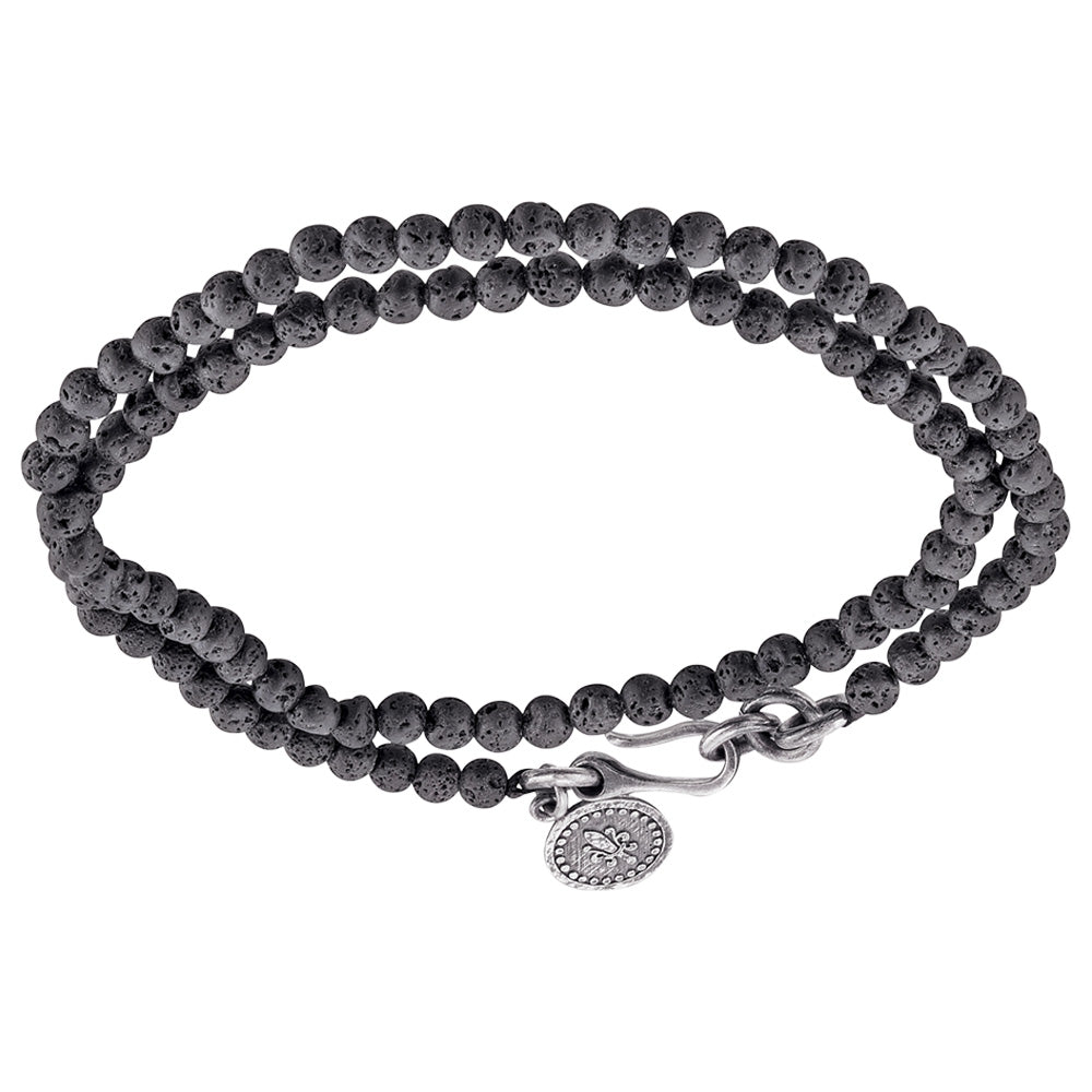 SAVE BRAVE STEEL LAVA BEAD SWORD WRAPAROUND BRACELET