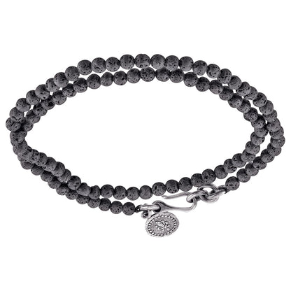 SAVE BRAVE STEEL LAVA BEAD SWORD WRAPAROUND BRACELET