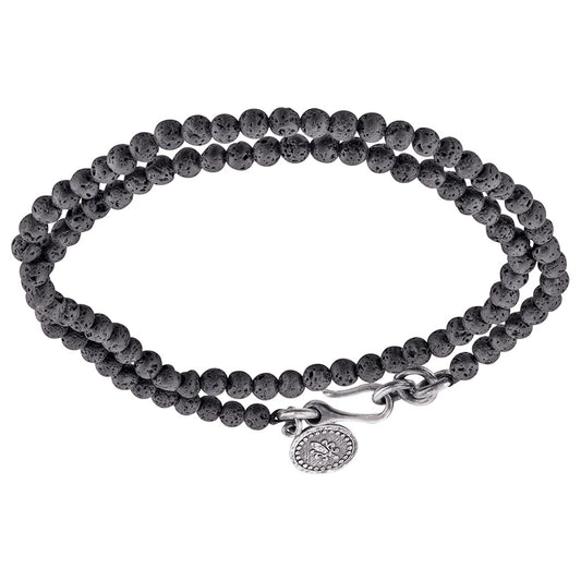 SAVE BRAVE STEEL LAVA BEAD SWORD WRAPAROUND BRACELET