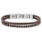SAVE BRAVE MEN'S TYLER 2-STRAND BROWN LEATHER TIGER EYE BEAD BRACELET