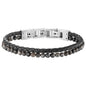 SAVE BRAVE MEN'S TYLER 2-STRAND GREY LEATHER AGATE BEAD BRACELET