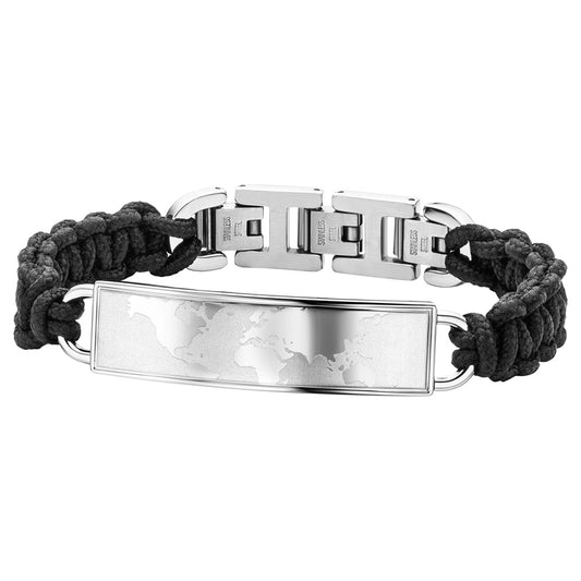SAVE BRAVE WORLD MAP BLACK PARACORD BRACELET