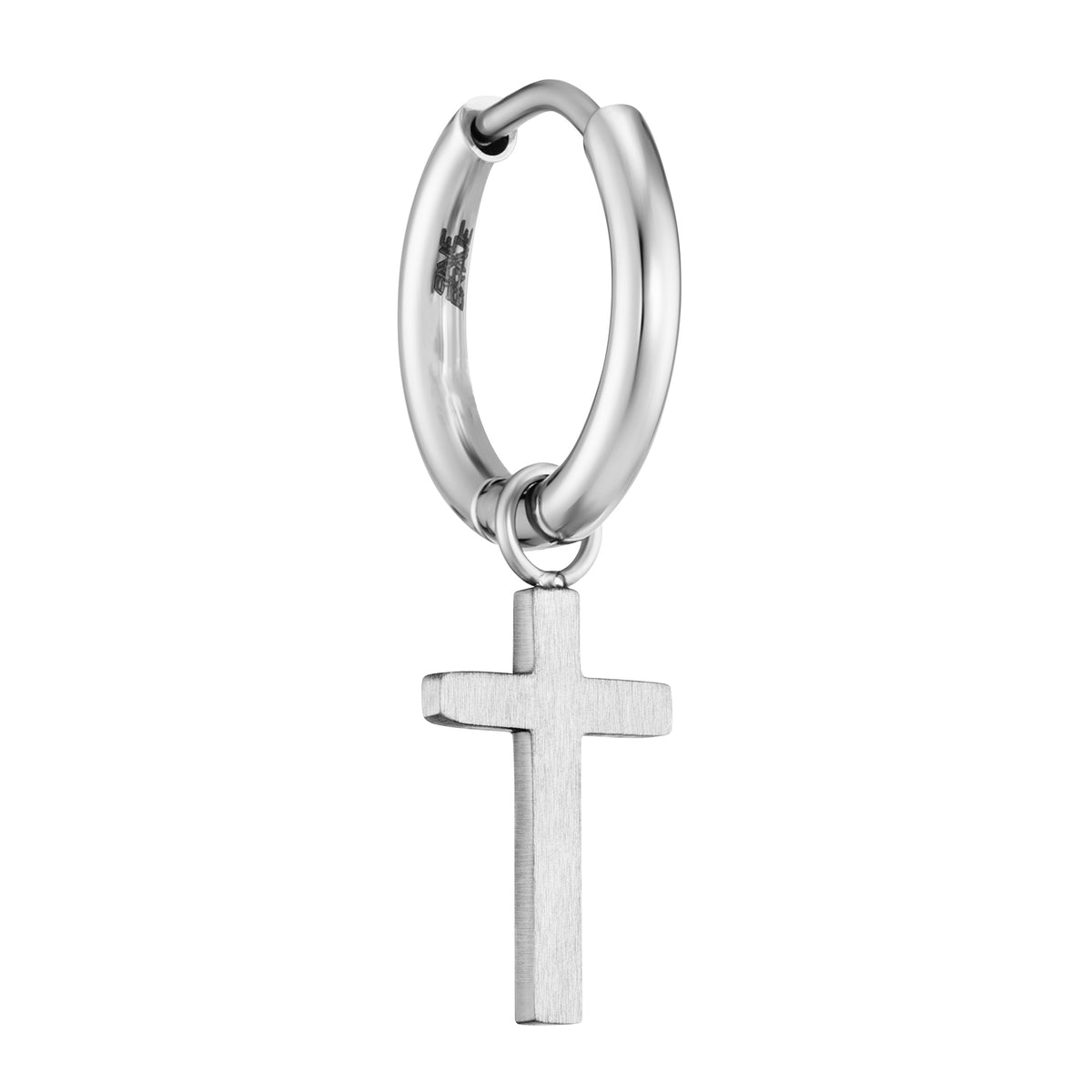 SAVE BRAVE DANGLE CROSS HUGGIE HOOP MEN'S EARRING