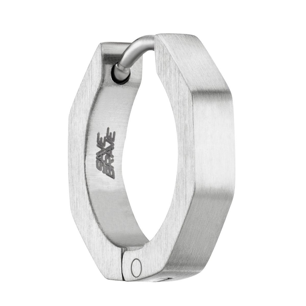 SAVE BRAVE HEXAGONAL NUT HUGGIE HOOP MEN'S EARRING