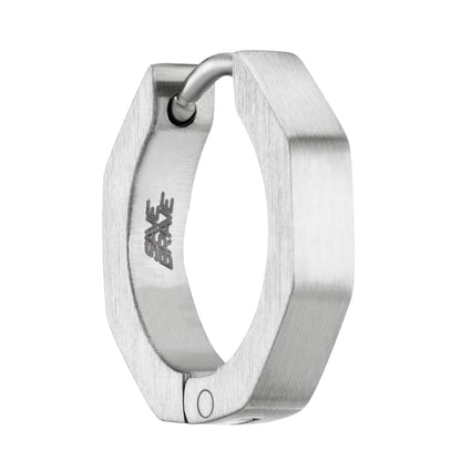 SAVE BRAVE HEXAGONAL NUT HUGGIE HOOP MEN'S EARRING
