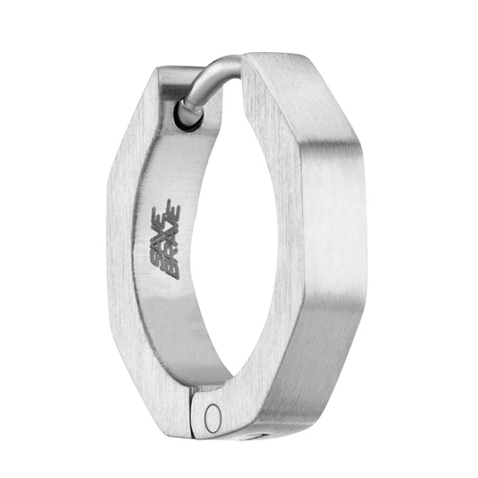 SAVE BRAVE HEXAGONAL NUT HUGGIE HOOP MEN'S EARRING
