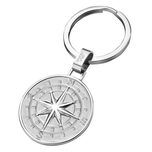 SAVE BRAVE NORTH STAR COMPASS STEEL KEY RING