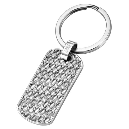 SAVE BRAVE WEAVE CHECKER PLATE MEN'S STEEL KEY RING