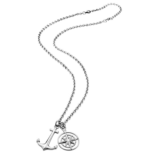 SAVE BRAVE ANCHOR NORTH STAR TALISMAN STEEL NECKLACE