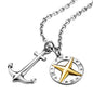 SAVE BRAVE ANCHOR NORTH STAR COMPASS TALISMAN STEEL NECKLACE