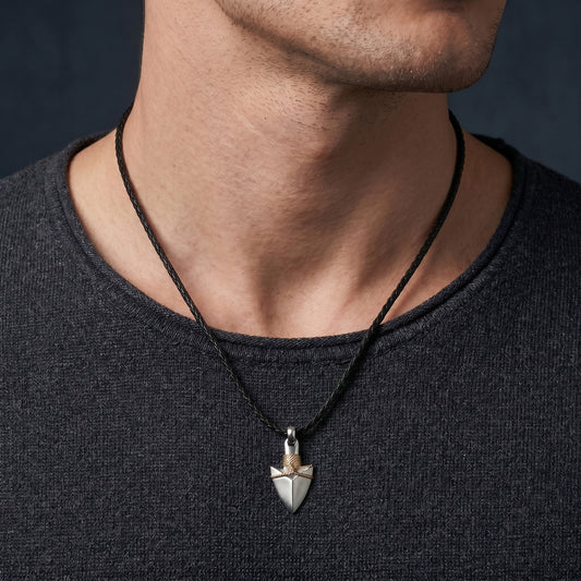 SAVE BRAVE ARROW HEAD LEATHER NECKLACE