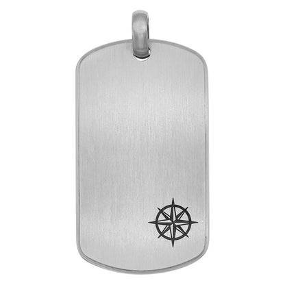 SAVE BRAVE BARNEY COMPASS DOG TAG STAINLESS STEEL NECKLACE