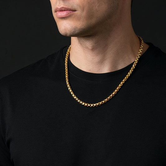 SAVE BRAVE GOLD 5MM BOX CHAIN NECKLACE