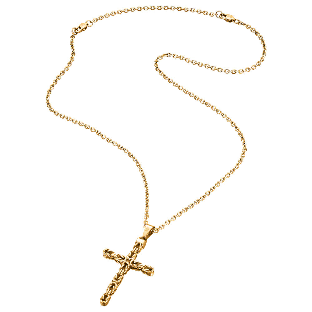 SAVE BRAVE DAN GOLD STEEL KNOT CROSS NECKLACE