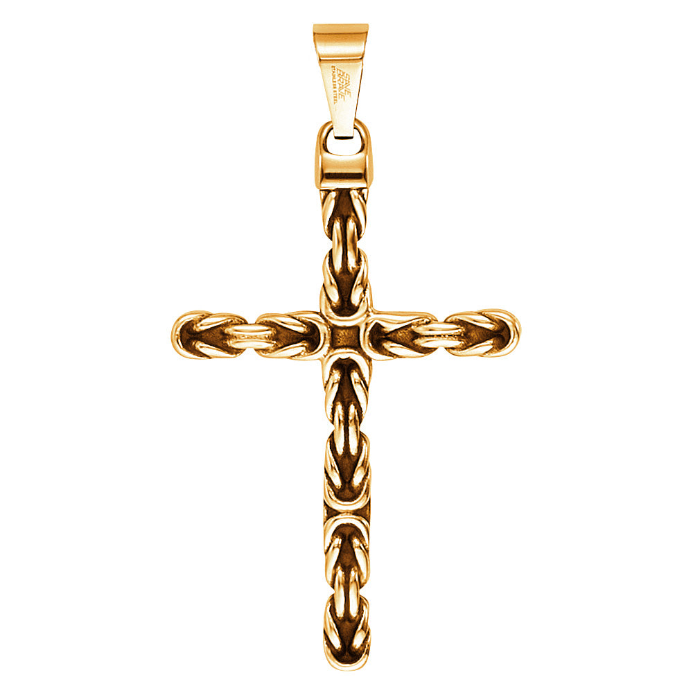SAVE BRAVE DAN GOLD STEEL KNOT CROSS NECKLACE