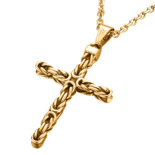 SAVE BRAVE DAN GOLD STEEL KNOT CROSS NECKLACE