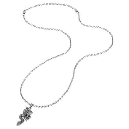 SAVE BRAVE STEEL COILED DRAGON NECKLACE