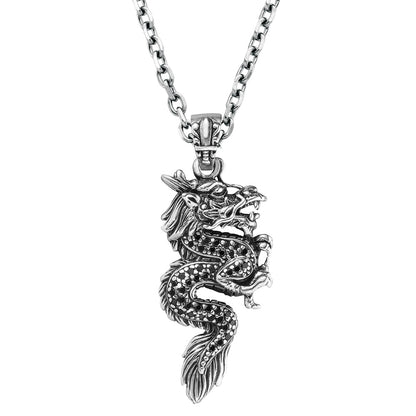 SAVE BRAVE STEEL COILED DRAGON NECKLACE