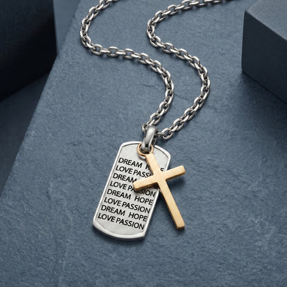 SAVE BRAVE FAITH CROSS DOG TAG NECKLACE