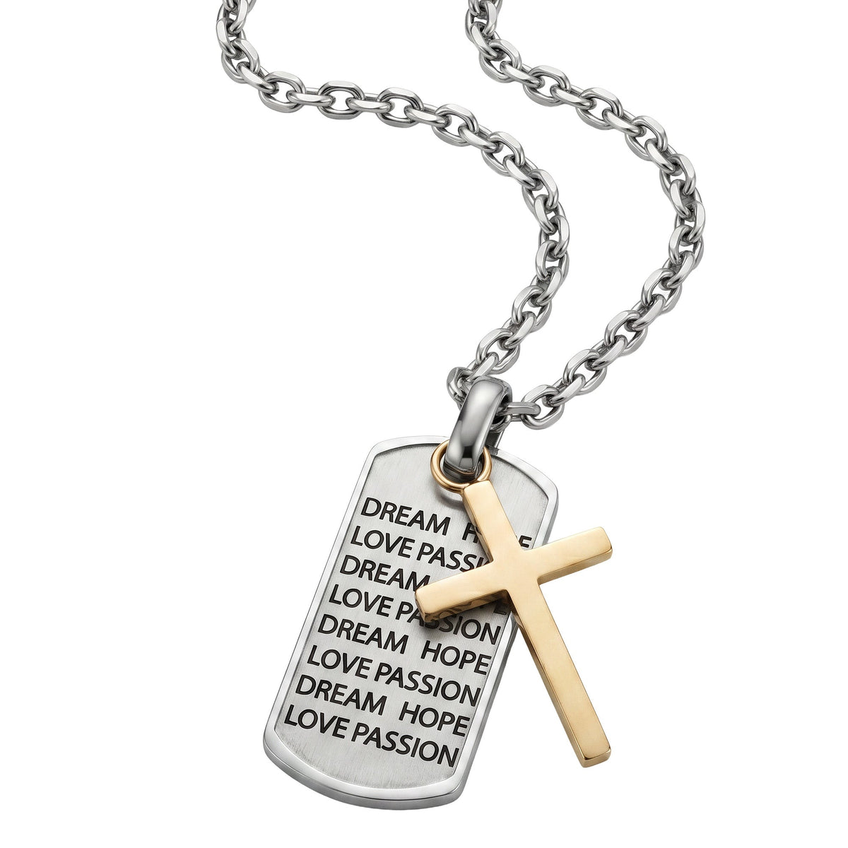 SAVE BRAVE FAITH CROSS DOG TAG NECKLACE