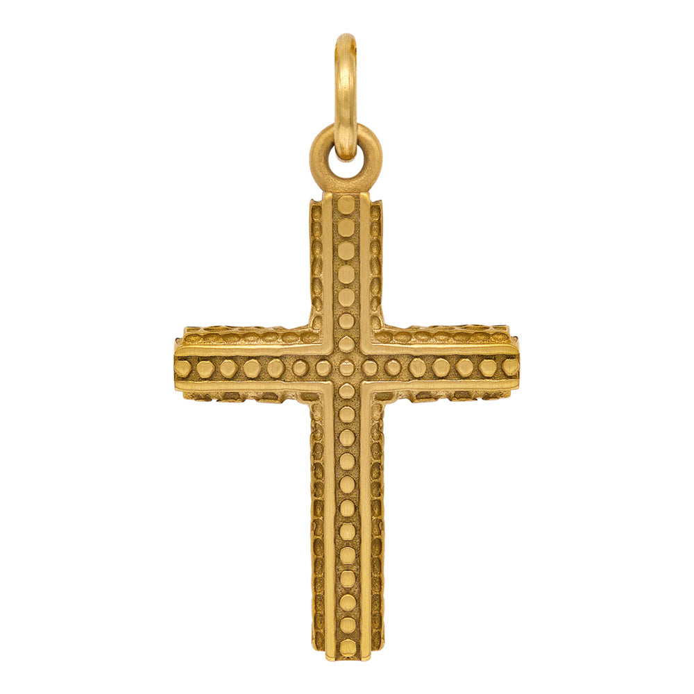 SAVE BRAVE FAITH CROSS & WING STAINLESS STEEL GOLD NECKLACE