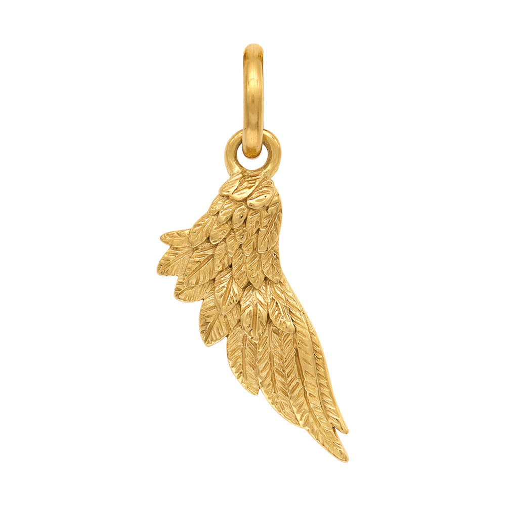 SAVE BRAVE FAITH CROSS & WING STAINLESS STEEL GOLD NECKLACE