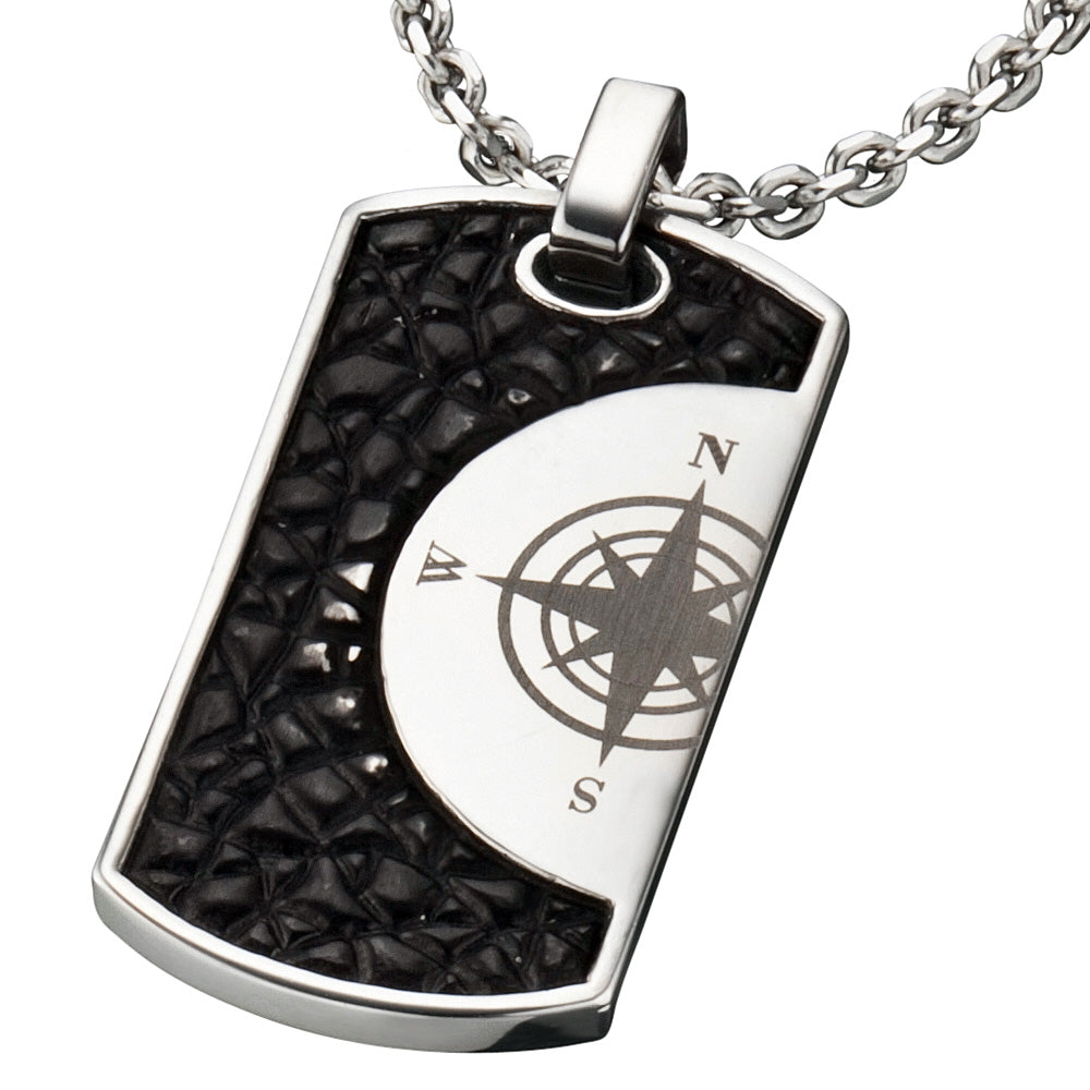 SAVE BRAVE HAVANNA COMPASS  DOG TAG NECKLACE