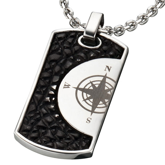 SAVE BRAVE HAVANNA COMPASS  DOG TAG NECKLACE