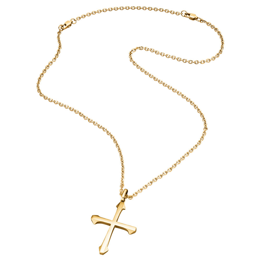 SAVE BRAVE ISAAC GOLD STEEL CROSS NECKLACE