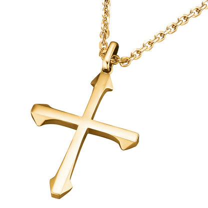 SAVE BRAVE ISAAC GOLD STEEL CROSS NECKLACE