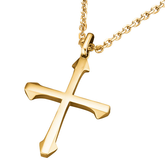 SAVE BRAVE ISAAC GOLD STEEL CROSS NECKLACE