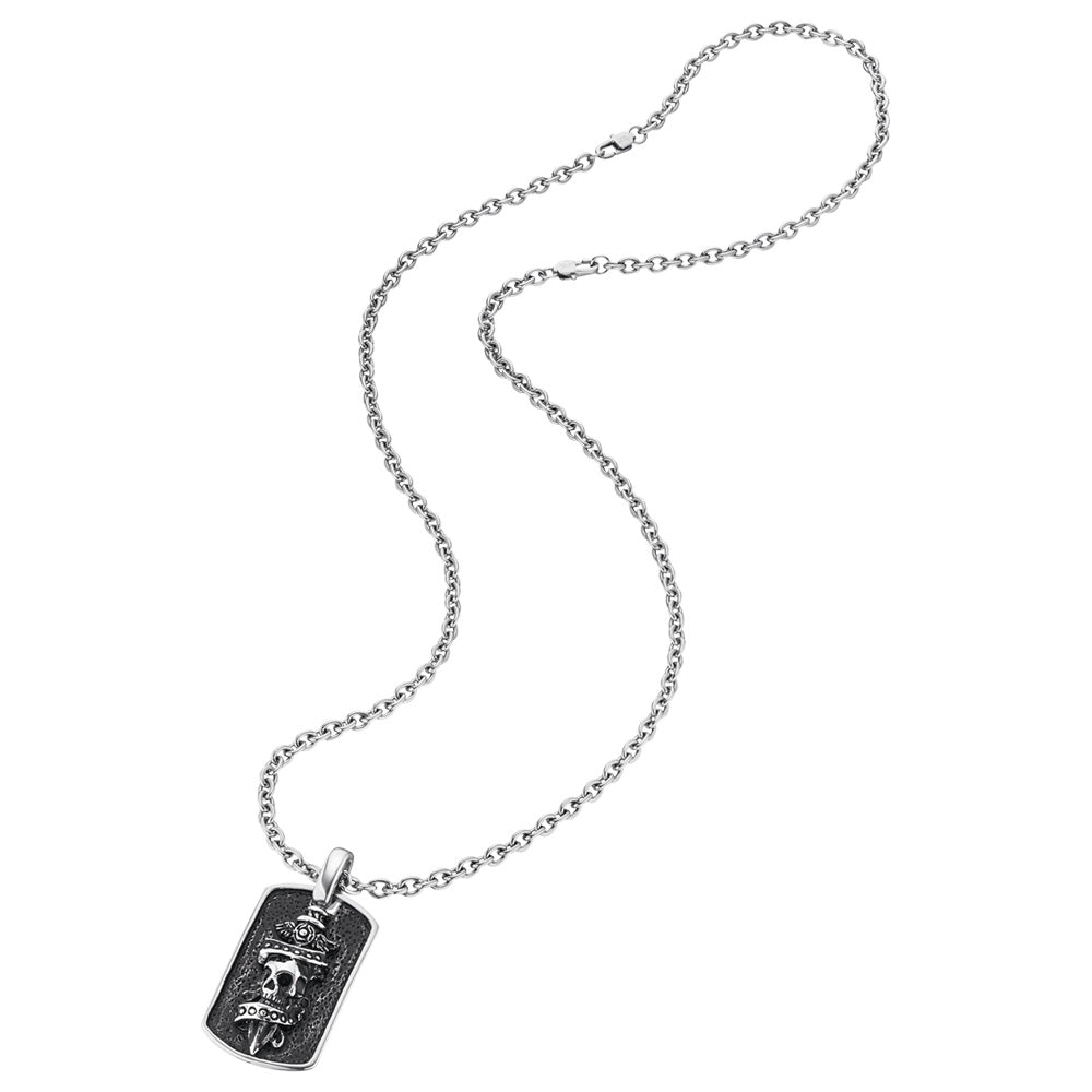 SAVE BRAVE JACK SKULL & DAGGER DOG TAG NECKLACE