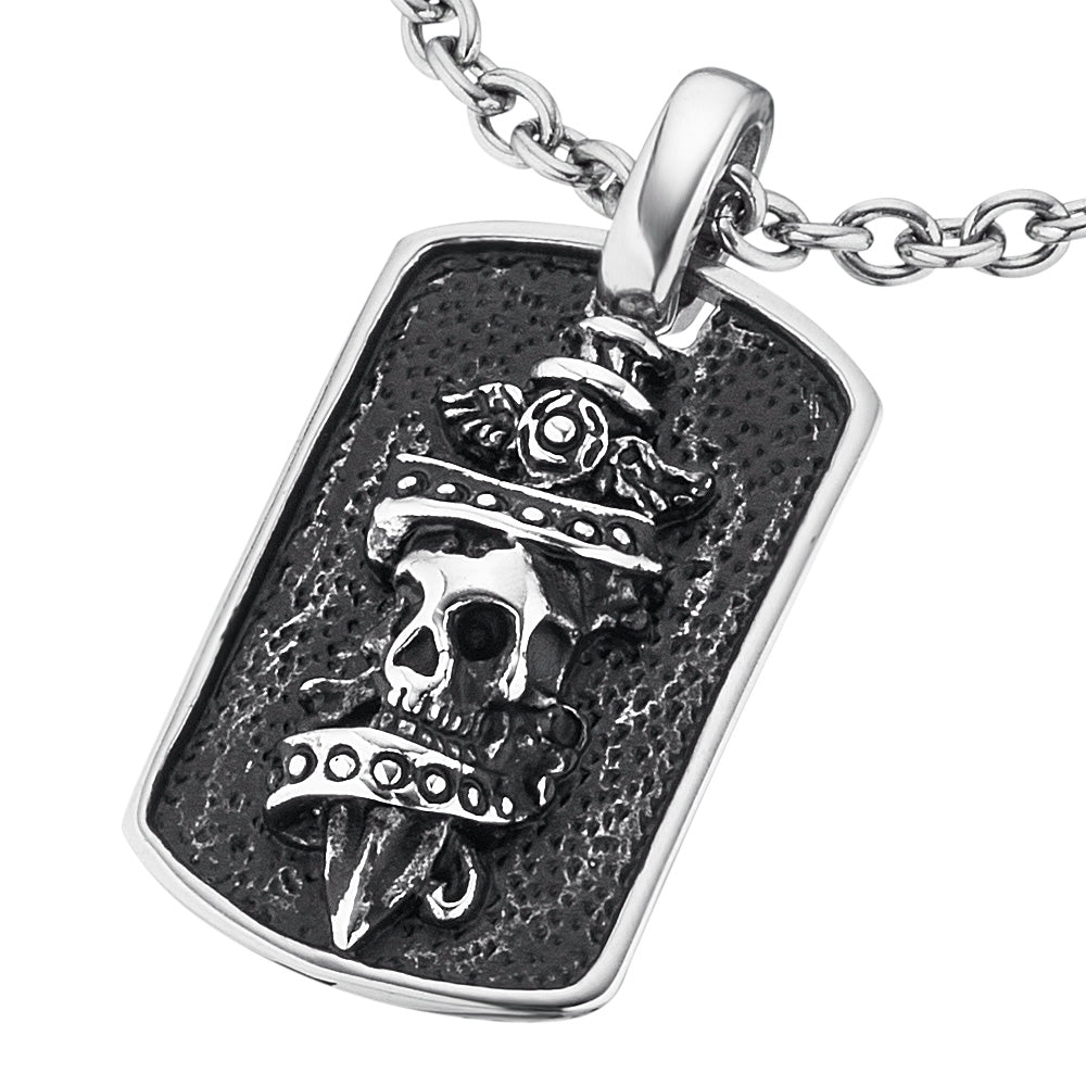 SAVE BRAVE JACK SKULL & DAGGER DOG TAG NECKLACE