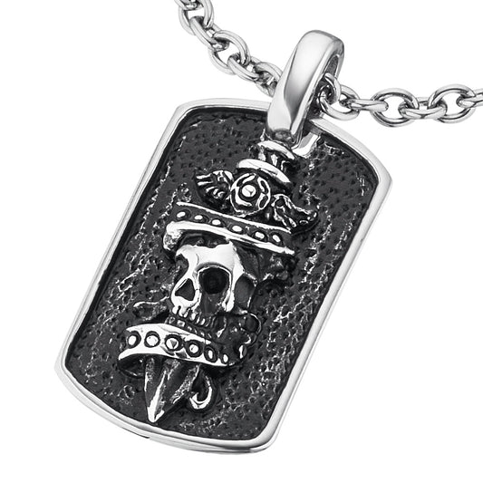 SAVE BRAVE JACK SKULL & DAGGER DOG TAG NECKLACE