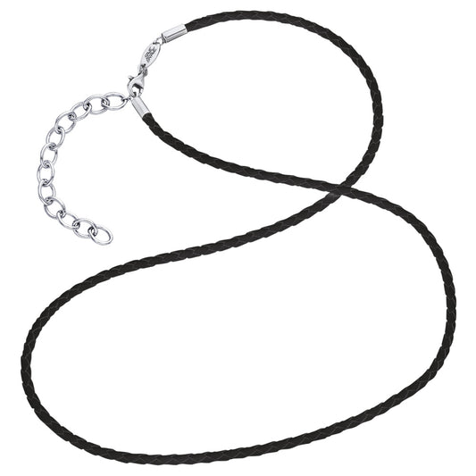 SAVE BRAVE 2MM BLACK LEATHER NECKLACE