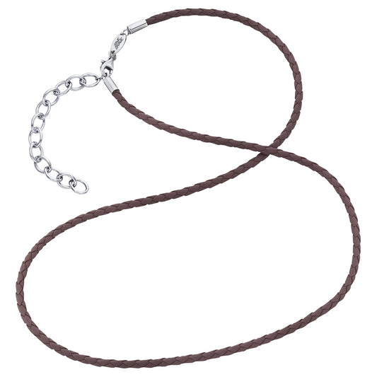 SAVE BRAVE 2MM BROWN LEATHER NECKLACE