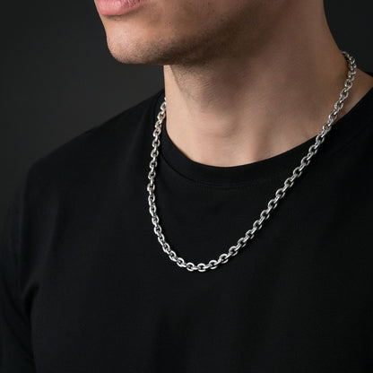 SAVE BRAVE SILVER 6MM LINK CHAIN NECKLACE