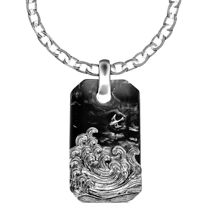 SAVE BRAVE MIDNIGHT OCEAN MEN'S STEEL NECKLACE