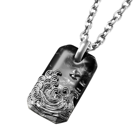 SAVE BRAVE MIDNIGHT OCEAN MEN'S STEEL NECKLACE
