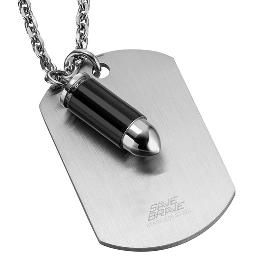 SAVE BRAVE MILAN STEEL BULLET DOGTAG NECKLACE